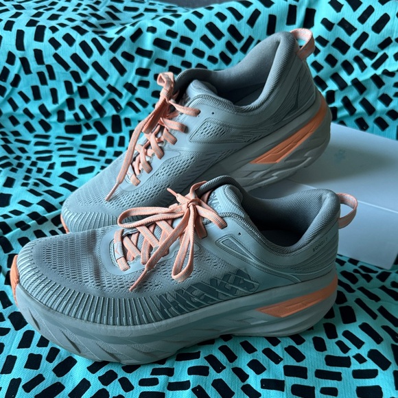 Hoka One Bondi 7 Wide Gray and Peach - Picture 9 of 9
